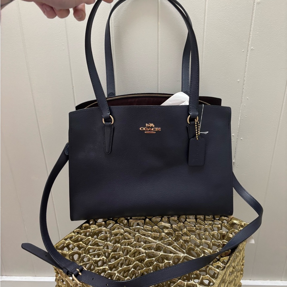 Coach Blue Satchel with Structured Design
